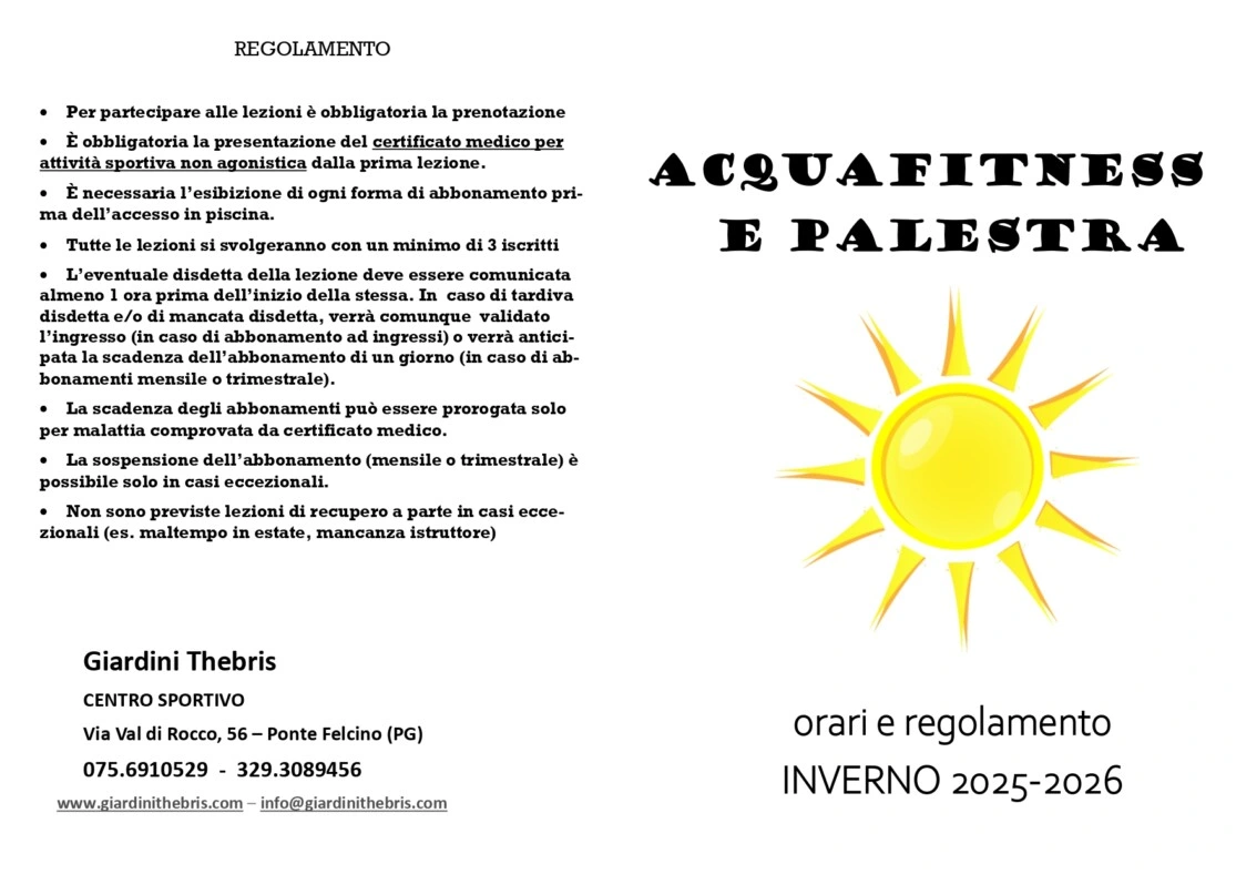 Acquafitness  Orari Prezzi e regolamento - Scarica la brochure completa  Acquafitness Orari Prezzi e regolamento - Scarica la brochure completa