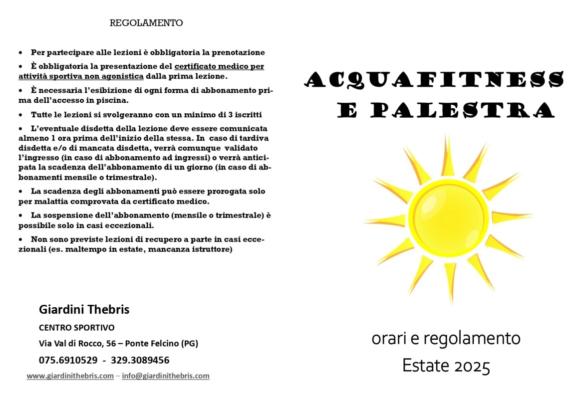 Aquafitness Thebris orari e servizi - Scarica la brochure completa 
