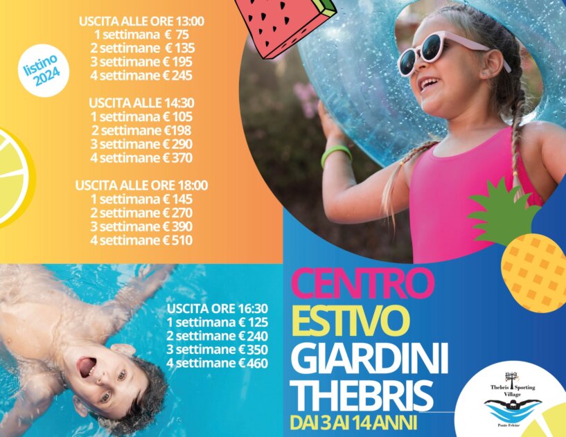 Centro estivo Giardini Thebris orari e prezzi