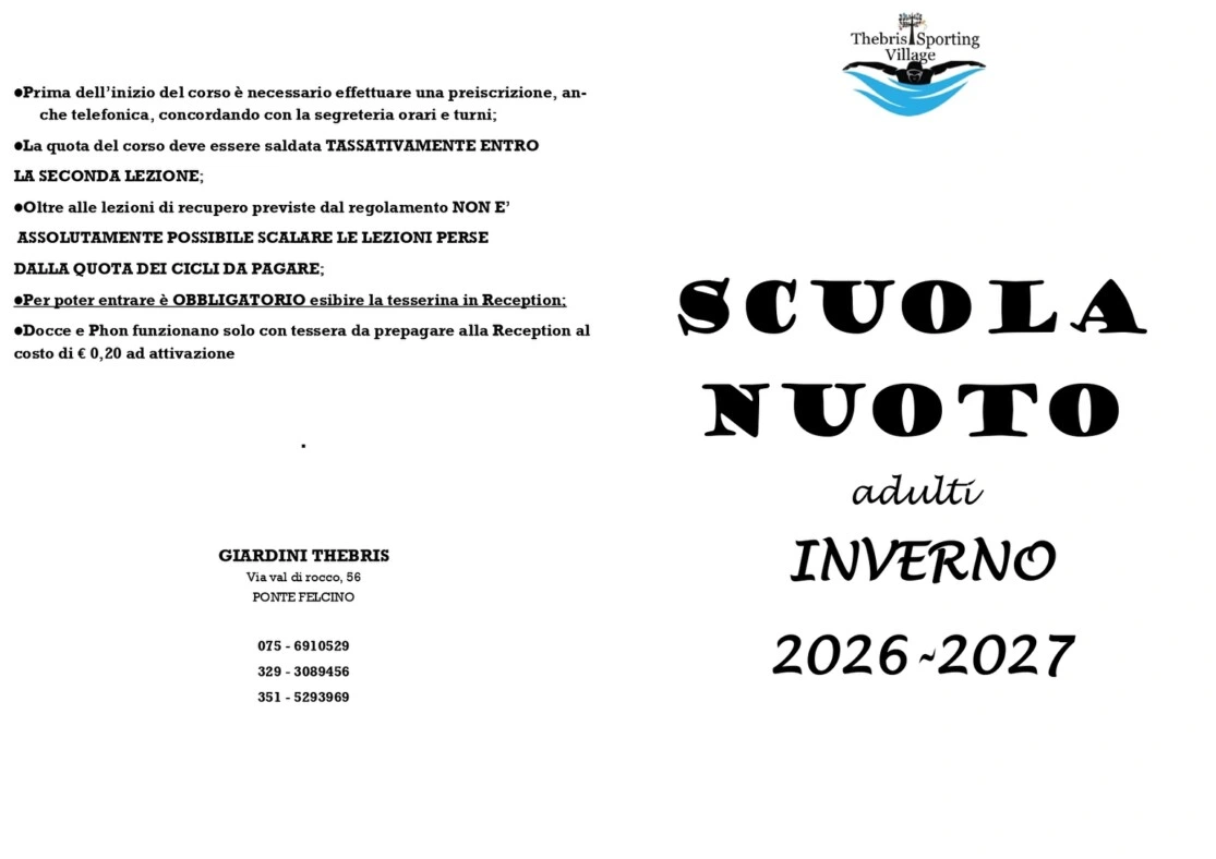 Nuoto adulti. Orari, Prezzi e regolamento - Scarica la brochure completa