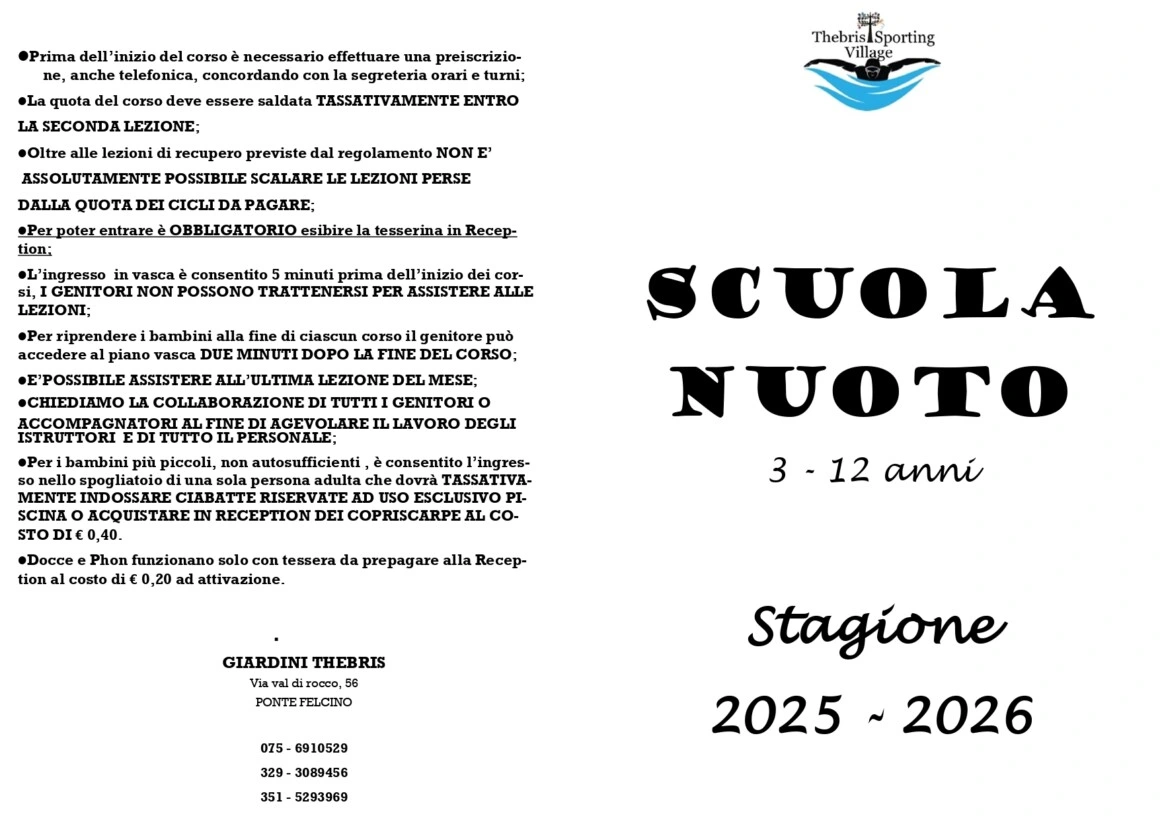 Nuoto per bambini dai 3 ai 14 anni - Scarica la brochure completa 